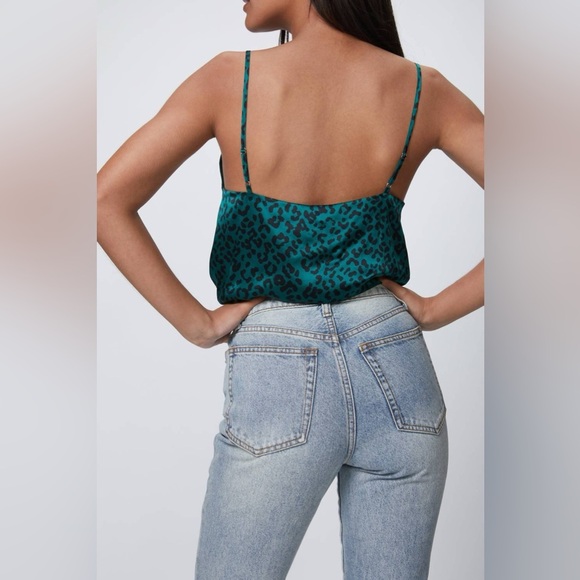 Cami NYC The Olivia Silk Charmeuse Camisole Womens XS Green Leopard Print - Picture 2 of 15